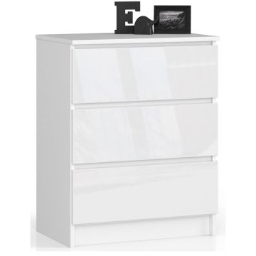 Kumode NORE K60 ar 3 atvilktnēm, spīdīgi balta