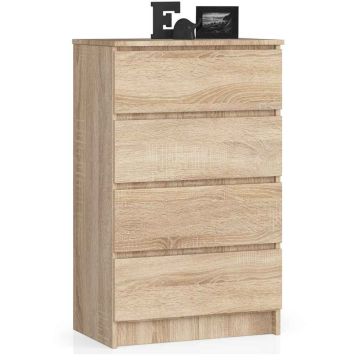 Kumode NORE K60 ar 4 atvilktnēm, ozolkoka krāsā