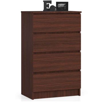 Kumode NORE K60 ar 4 atvilktnēm, tumši brūna