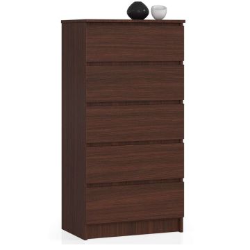 Kumode NORE K60 ar 5 atvilktnēm, tumši brūna