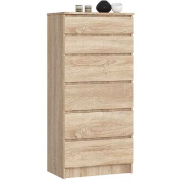 Kumode NORE K60 ar 6 atvilktnēm, ozolkoka krāsā