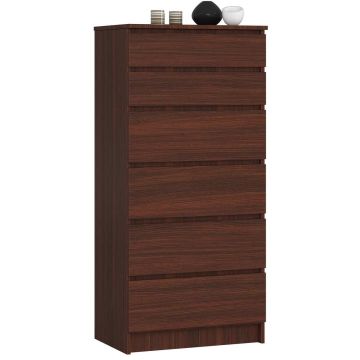 Kumode NORE K60 ar 6 atvilktnēm, tumši brūna
