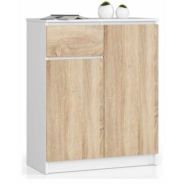Комод K80, 2 дверцы и 1 ящик, белый/коричневый, 80 × 99 × 40 см