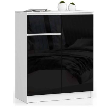 Kumode NORE K80, spīdīgi balta/melna