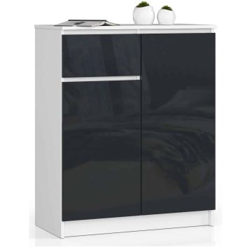 Kumode NORE K80, balta/pelēka