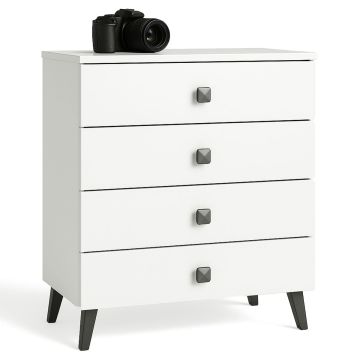 Комод MOBI K-04, 4 ящика, белый/чёрный, 60 × 73 × 37 см