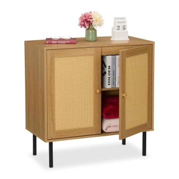 Kumode Relaxdays 10050457.0, 2 durvis, Brūna/melna, 80 × 80 × 40 cm