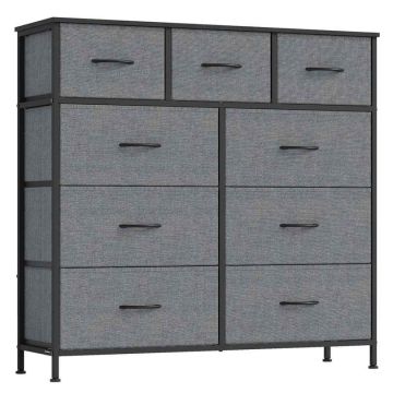 SONGMICS chest of drawers, 4 fabric drawers, Grey, 98.8 × 73.7 × 30 cm