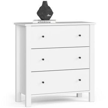 Kumode K80 Vine ar 3 atvilktnēm, balta