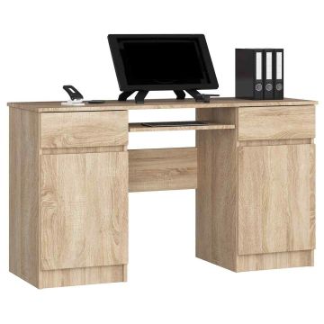 Компьютерный стол A5, 2 ящика, дубовый, 135 × 77 × 50 см