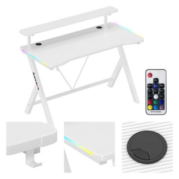 Компьютерный игровой стол Huzaro Hero 1.9 RGB, с полкой, 134 × 8 × 78 см