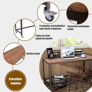 Computer desk, with casters, 120 × 60 × 76 cm