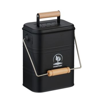 Komposta tvertne Relaxdays, 3,5 l, melna, 20,5 × 26 × 14 cm