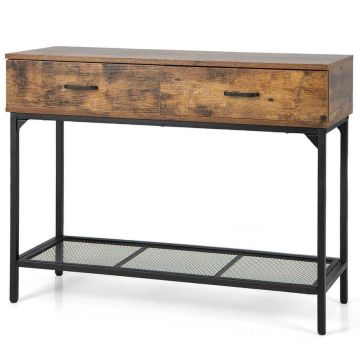 Console, 2 drawers, Brown, 100.33 × 76.2 × 35.56 cm