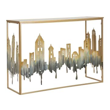 Konsoles galds City, Zeltīts, 110 × 81 × 38,5 cm
