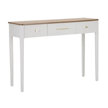 Konsoles galds Matera, 3 atvilktnes, balts/brūns, 107 × 80 × 37 cm