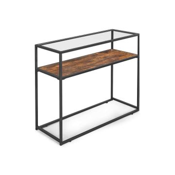 Konsoles galds ar stikla virsmu LNT10BX, brūns/melns