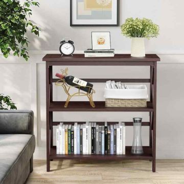 Console table, 3 shelves, Brown, 79 × 86 × 32 cm