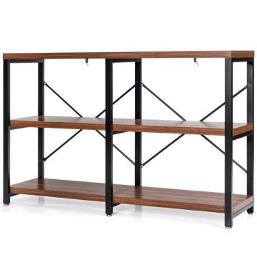 Console table, 3-tier, 2 shelves, Gray/brown, 119.38 × 33.02 × 76.2 cm
