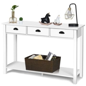 Console table, 3 drawers, White, 120 × 81 × 39.5 cm