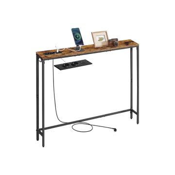 Console table VASAGLE LNT079K02, charging station and hooks, 15 × 100 × 80 cm