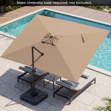 Cantilever patio umbrella, 5 tilt positions, brown, 300 × 390 cm