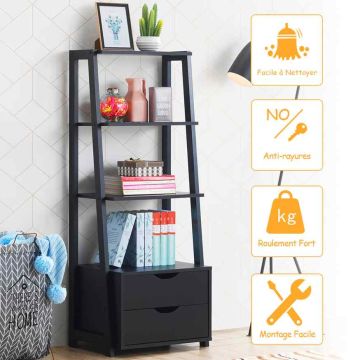Ladder shelf, 4 shelves, 2 drawers, 52.07 × 39.62 × 133.2 cm