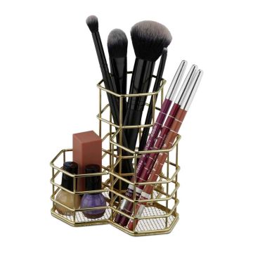 Kosmētikas organizators Relaxdays 10041343_259, 3 daļas, Zelta, 12,5 × 12 × 12,5 cm