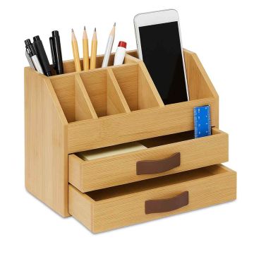 Kosmētikas organizators Relaxdays, 2 atvilktnes, 5 nodalījumi, 24 × 19 × 14 cm