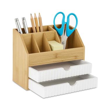 Kosmētikas organizators Relaxdays, 2 atvilktnes, 5 nodalījumi, 24 × 19 × 14 cm
