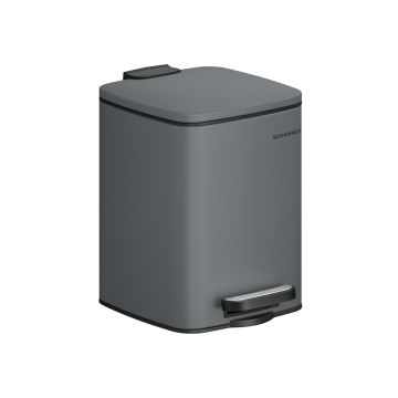 SONGMICS Cosmetic Trash Can, 6 l, with Pedal, Gray, 23.9 × 25.5 × 19.3 cm