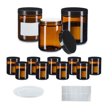 Kosmētikas trauciņi Relaxdays, 12 gab., 50 ml, brūna/melna, 9 × 7 × 7 cm