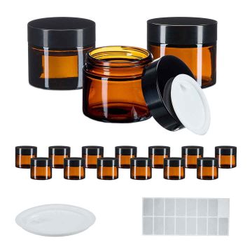 Kosmētikas trauciņi Relaxdays, 16 gab., 60 ml, brūna/melna