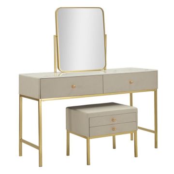 Tualetes galdiņš Luxury, ar spoguli un tabureti, 120 × 75 × 45 cm