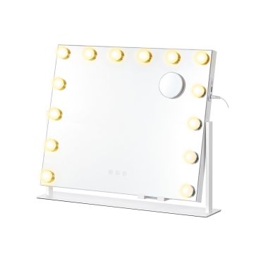 Kosmētikas spogulis SONGMICS LWM001W02, 15 LED spuldzītes, 58 × 43 cm
