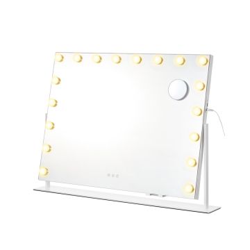Kosmētikas spogulis SONGMICS, 15 LED spuldzītes, 80 × 60 cm