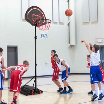 Basketbola statīvs, regulējams, ar riteņiem