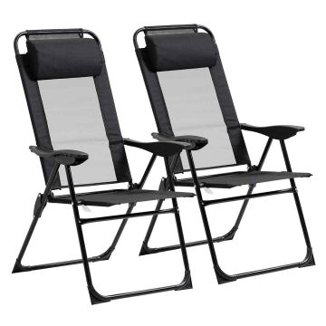 2 dārza krēslu komplekts Outsunny 62x70x109cm, melns/pelēks
