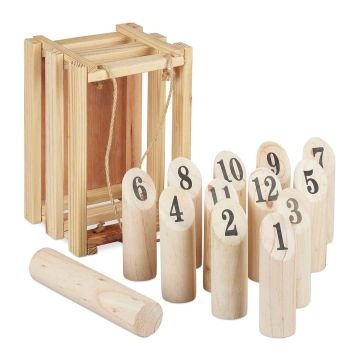 Kubb spēle Relaxdays 10036128.0, 13 detaļas, Dabīga un melna, 28 × 18 × 18,5 cm
