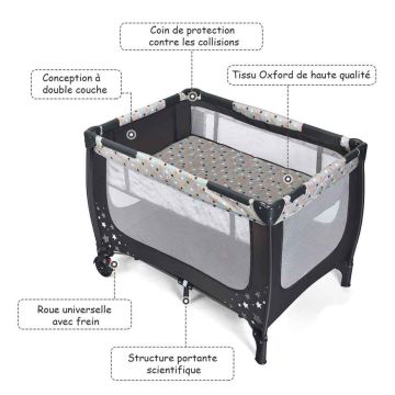 Baby Playpen, Grey, 125 × 65 × 76 cm
