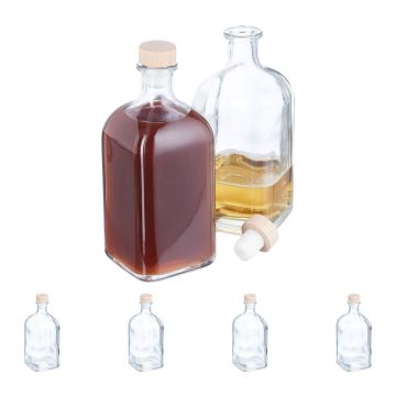 Kvadrātveida pudeles Relaxdays 10050536.0, 6 gab., pa 500 ml, 7,5 × 18 × 7,5 cm