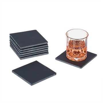 Квадратные сланцевые подставки Relaxdays, 8 шт, 10 × 10 × 0,7 см