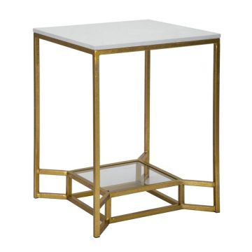 Kvadratinis kavos staliukas DOUBLE MARBLE, 47 × 60 × 47 cm