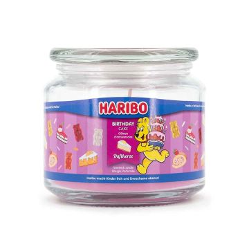 Aromātiskā svece Haribo, 300 g, Birthday Cake, 10 × 9,5 × 10 cm
