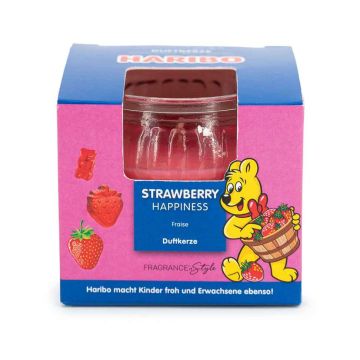 Aromātiskā svece Haribo, Strawberry Happiness, 8 × 6,5 × 8 cm
