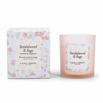 Aromātiskā svece Laura Ashley, Sandalkoka un salvijas aromāts, 9 × 10 × 9 cm