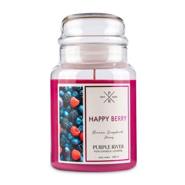 Smaržīgā svece Purple River, „Happy Berry“, 10 × 18 × 10 cm