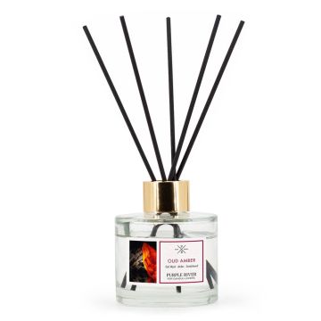 Aromāta difuzors Purple River, 100 ml, Oud & Amber, 7 × 7 × 7 cm