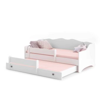 Bērnu divguļamā gulta Emma ar matraci un drošības barjeru 164x85x70 / 160x80x15cm