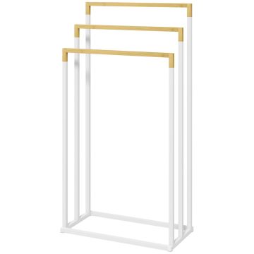 Stāvvietas dvieļu pakaramais Homcom 45x22,5x86cm, balts/gaiši brūns